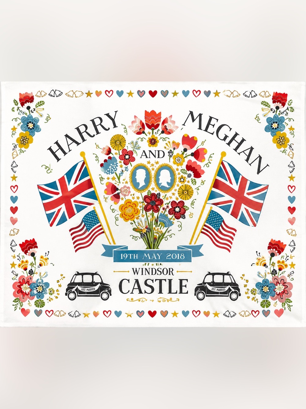 Prince Harry & Meghan Royal Wedding Commemorative Tea Towel – New, Unwashed